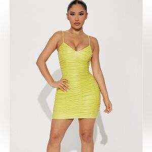 New! Fashionnova Issy leather lime mini Dress. XS